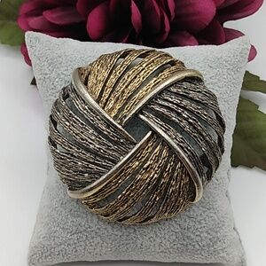 VTG Signed Arthur Pepper Round Dome Woven Two Toned Knot Brooch Pin